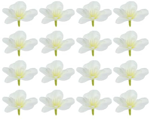 PATIKIL Künstliche Orchideenblüten 16Stk Falsche Orchidee Blume Kopf Falsche Schmetterling Blumen Handwerk für Haus Hochzeit Verzierung Creme Weiß