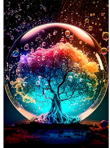 HEIBAGO Fantasie Baum Diamond Painting Erwachsene, 5D Landschaft Diamant Painting Bilder Erwachsene Anfänger, DIY Diamant Kunst Baum Diamant Malerei Bilder für Wanddekor 30x40cm