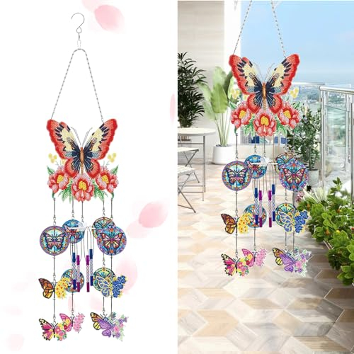 Mineup Diamond Painting Windspiel, Windspiel Bastelset, Diamond Painting Anhänger Windspiel, 5D Diamond Painting Traumfänger, Geschenke Mädchen 6 7 8 9 10 11 Jahre Geschenkideen, Bastelset Weihnachten