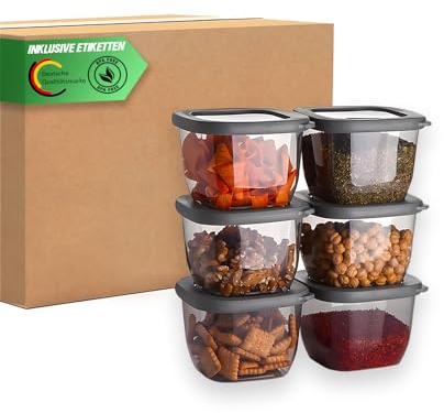 Gezella Vorratsdosen mit Deckel Luftdicht | 6er Vorratsbehälter Set | Frischhaltedosen zur Mehl Zucker Müsli & Pasta Aufbewahrung Küche | BPA-FREI | Kompakte Aufbewahrungsbox für alle Lebensmittel