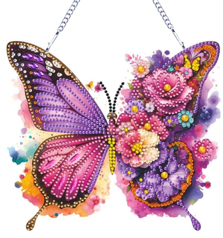 Starnearby DIY Diamond Painting Anhänger 5D Diamant Painting Kranz Set mit Kette Einseitig Diamant Malerei Küken Bilder Wandbehang Kits für Fenster Wand Und Eingang Decor