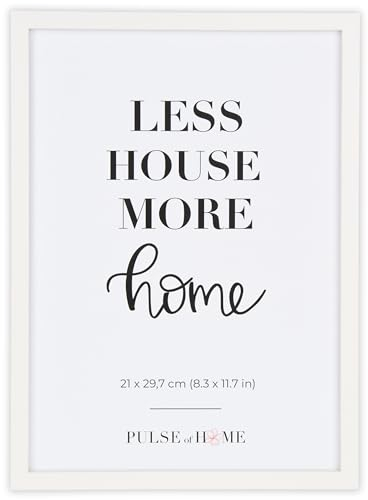 Holz Bilderrahmen DIN A4 (21x29.7 cm) in Weiß - Dünner Rahmen Ideal für Fotos, Poster, Kinderzeichnungen & Kunst - Dekoration für Kinderzimmer & Wohnbereich — Ästhetischer Blickfang für dein Heim