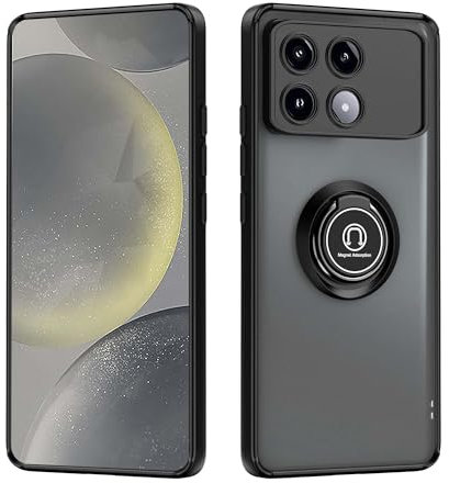 BORYA Funda para Xiaomi Poco X6 Pro 5G, Antigolpes Suave Delgada Sedoso Translúcido Mate Silicona Carcasa TPU+PC Bumper Estuche, Magnético Soporte Caso, Negro