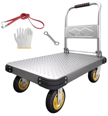 Coolpleasant Plattformwagen Klappbar 500kg, Transportwagen, Robuster Wagen Zum Bewegen Schwerer Gegenstände, Rollwagen für Lager, Möbel & Haushaltsgeräte(Size:90x60cm)