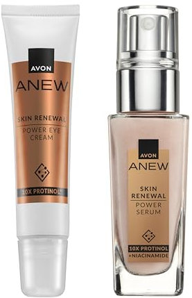 Avon Power Serum + Power Eye Duo Set, formuliert mit Protinol-Technologie, für straffere Haut, 7 starke Vorteile für die Haut, tierversuchsfrei