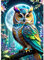 QINRUBB 5D Hibou Peinture Diamant Painting Kit, DIY Nuit de Lune Art du Diamant Complet Kits, Pays des Rêves Diamond Art Strass Point de Croix Painting pour Adultes Débutants Maison Décor 30X40cm