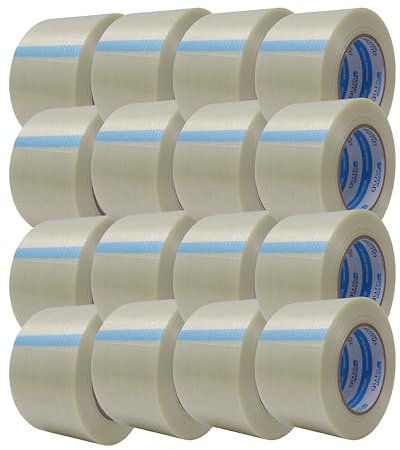 gws Filament-Klebeband, extra starkes Packband in Profi-Qualität, Gewebeband in Längsrichtung glasfaserverstärkt, Dicke: 120 μm (16 Rollen 75 mm, Längsverstärkt)