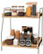 Trintion Coffee Station Organizer 2 Tier Coffee Bar Accessories Organiser Wooden Kitchen Counter Shelf Coffee Condiment Storage Standing Coffee Station and Organiser Coffee Caddy (Brown)