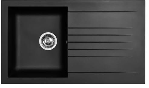 Fregadero Ausmann Fibre negro reversible con escurridor para montaje sobre encimera 86x50 cm 1208957665