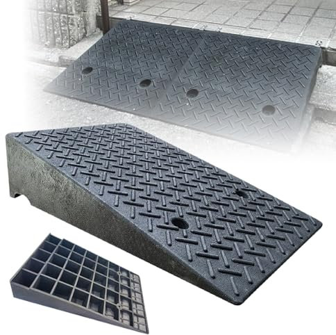Bordsteinrampe Vollgummi Schwellenrampe Motorrad Rampe Auffahrrampe Dämpfungsrampe für Auto Fahrzeug für Roller Gabelstapler Schubkarren Motorroller Rollstuhl(50X100X24CM)