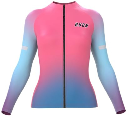 RUUN Women’s Cycling Jersey Full Sleeve Thermal Cold Wear Roubaix Top Bike Racing Windproof Jacket for Ladies.