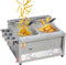 Freidora de gas de gran capacidad, freidora de Gas Profesional de Acero Inoxidable Comercial con Cuchara de Cesta para Restaurante y Uso domstico, fácil de limpiar,8L*2