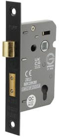 Infinity Decor Fire Rated Matt Black Euro Profile Mortice Sash Lock CE Approved Cylinder Keyhole Security 65mm for Internal and External Doors