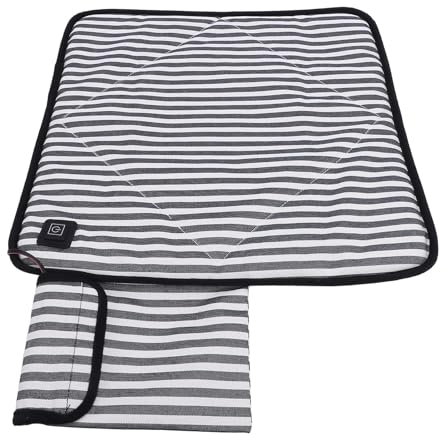 Tnfeeon Tragbarer Beheizter Sitzkissen -Leinwand USB -Einstellbares Heizstadion Tragbares Stuhlpolster für Camping -Fischereistuhl Im Freien (Schwarz-weißer Streifen)