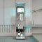 DADEA Vitrina de cristal con espejo, 4 estantes de cristal, 42,5 × 36,5 × 164 cm, armarios de 1 puerta con luz y cerradura, armario de almacenamiento de vidrio de pie para oficina en casa