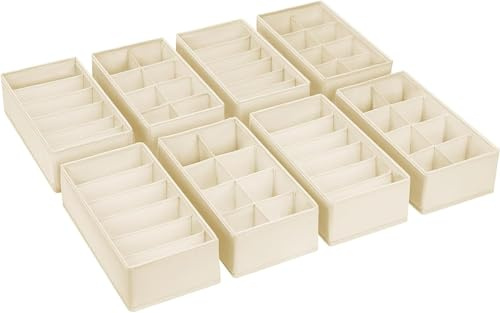 Homsorout Schubladen Organizer Kleidung - 8 Stück Ordnungssystem Kleiderschrank Stoff Unterwäsche Aufbewahrung Schrank Organizer, 30 x 15 x 9 cm für Baby Wickelkommode, Socken, Beige