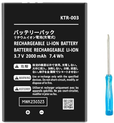 FLSTOR KTR-003 Rechargeable Battry for NEW 3DS, 2000mAh KTR-003 Battery Li-ion for Nintendo N3DS New 3DS KTR-003 Game Console with Screwdriver