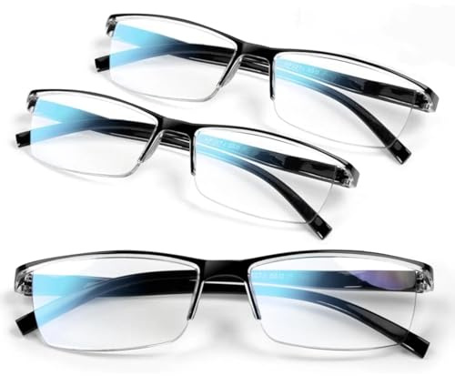 COJWIS 3 pack Lesebrille Herren Damen mit Blaulichtfilter Augenoptik Brille Lesehilfe Federscharniere Computerbrille für Herren Damen (3 Schwarz, 2.50, x)