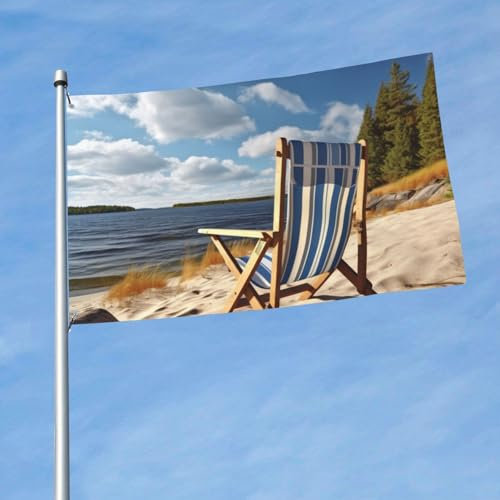 Flagge, 3 x 5 Fuß, Strandkorb, lustige Flaggen, Urlaubs-Gartenflaggen für alle Jahreszeiten, strapazierfähige Flaggen für draußen, Allwetterflagge für Wohnheimzimmer-Dekoration, Partys im Freien