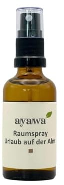 ayawa Urlaub auf der Alm Raumspray, waldiger, frischer Zirbenduft, Hydrolat und ätherisches Öl aus Bio-Anbau oder Wildsammlung, 50 ml