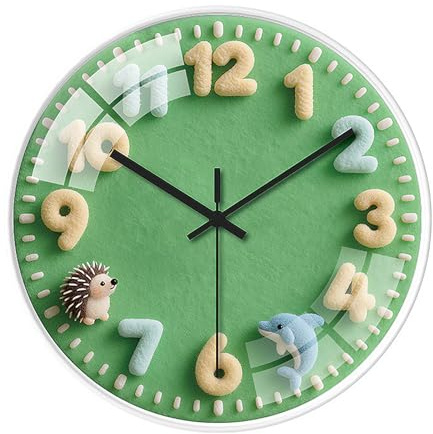 ALEENFOON Wanduhr Kinder ,30 cm Wanduhr Ohne Tickgeräusche,Tiermotiv Dekoration Uhr runde Wand Uhr,Kinderwanduhr für Wohnzimmer, Schlafzimmer, Klassenzimmer, Küche, Kinderzimmer