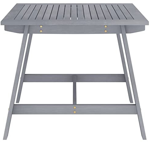 PTUGUOF Garten-Esstisch Grau 88x88x74 cm Massivholz Akazie Esstisch für Innen und Außen