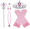 Vicloon Prinzessin Kostüme Set,7 Stück Princess Dress Up Zubehör, aus Diadem, Handschuhe, Zauberstab, Halskette,Ohrringe,elsa zubehör 3-9 Jahre
