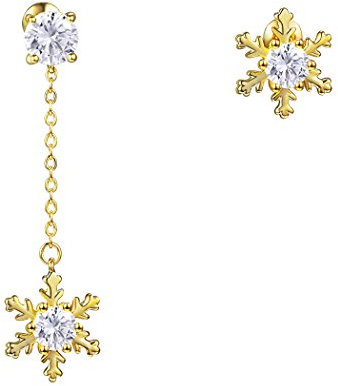 Suplight Asymmetrische Design Ohrringe Einzigartigkeit 18k vergoldet Schneeflocke Ohrstecker Unregelmäßig Ohrschmuck für Geburtstag Valentinstag Weihnachten