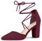 Allegra K Women's Ankle Tie Point Toe Dress Court Shoes Burgundy 7 UK/Label Size 9 US