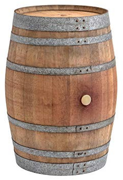 Temesso Barril Mesa - Barril Decorativo - Madera de Roble - 225 litros, Natural (sin fijación de los Anillos)