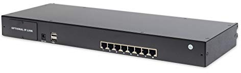 DIGITUS Switch modulare KVM per Console KVM, 8 Porte Cat5, 8 dongle Cat5 (VGA, USB, PS/2), Fino a 60 m di Distanza di Trasmissione, Nero