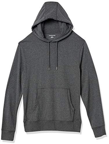 Amazon Essentials Men's Lightweight Jersey Pullover Hoodie, Charcoal Heather, L