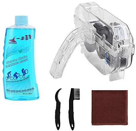 Bike Chain Scrubber Set - Bicycle Chain CLEANING AGENT- 10 OZ Bike Chain Cleaner, Bicycle Durable Chain Gear Wheel Cleaning Brush Kit