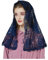 BEAUTELICATE Spitze Mantilla Schal Schleier Tüll Stola Schwarz Blau Für Damen Kirche Messe Kapelle Katholisch Braut V115 (D Form - Navy Blau)