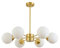 JIAODIE Moderne Kupfer Pendelleuchte Glaskugel Kronleuchter Sphärisch Hängelampe Glas Ball Lampenschirm Hängeleuchte Wohnzimmer Schlafzimmer Bar Deckenleuchte Lüster Lampe Leuchte(Gold),Ø75CM/6heads