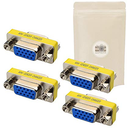 X4 Coupleur I VGA SVGA Prise Femelle – Femelle Adaptateur Connecteur 15 Broches Rallonge Extension Prolongateur Video - Adaptout Marque Française
