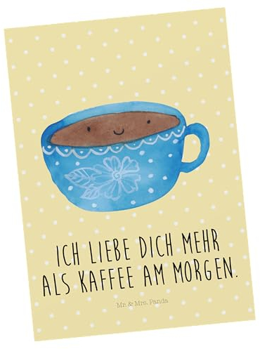 Mr. & Mrs. Panda Postkarte Kaffee Tasse - Geschenk, Ansichtskarten, Gute Laune, Tiermotive, Genuss, Einladung, Geburtstagskarte, Liebe, Tiere,