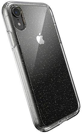 Speck Products Presidio Perfect-Clear Glitter Case, Compatible with iPhone XR, Clear with Gold Glitter/Clear