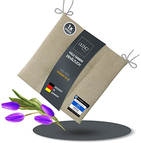 LILENO HOME 1er Set Stuhlkissen Beige (40x40x4,5 cm) - Sitzkissen für Gartenstuhl, Küche oder Esszimmerstuhl - Bequeme UV-beständige Indoor u. Outdoor Stuhlauflage als Stuhl Kissen