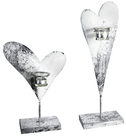 Casablanca 1 x Windlicht Heart Metall farbmix Höhe 32-46 cm, Tischdeko, Geschenk, Garten