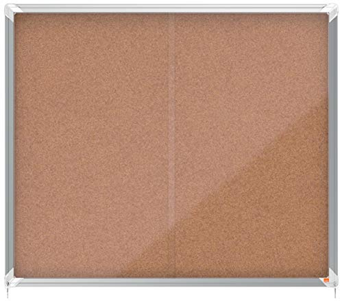 Nobo Cork Lockable Notice Board With Sliding Glass Door, 15 x A4, Premium Plus, Brown, 1915332