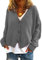 Onsoyours Veste Gilet Blazer Manteau Hiver Femme Bouton De Mode À Carreaux Vintage Hiver Chaud Manches Longues en Laine B Gris XXL