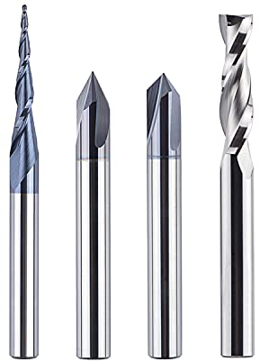 SpeTool - Set di 4 frese da 6 mm, codolo in metallo duro VHM CNC, fresa a V per incisione del legno