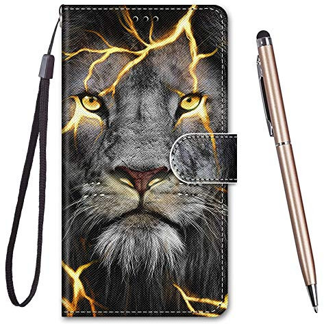 Toucasa für Huawei P40 Lite E Hülle,Handyhülle für Huawei P40 Lite E,Premium Brieftasche PU Leder Flip [Kreativ Gemalt] Case Handytasche Klapphülle für Huawei P40 Lite E (Spaltlöwe)