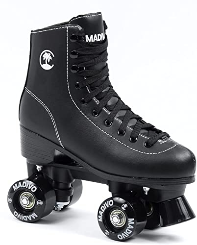 MADIVO Classic Damen Klassische Retro Rollschuhe | ABEC-7 Kugellager | Mädchen Roller Skates Inliner Inlineskates | Schwarz | Gr. 35, 36, 37, 38, 39, 40, 45