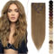 SEGO Clip in Haarverlängerung Echthaar Haar Extensions 8 Tressen Haarteil 100% Remy Human Haar dünn glatt günstig Hellbraun#6 20(50cm)-70g