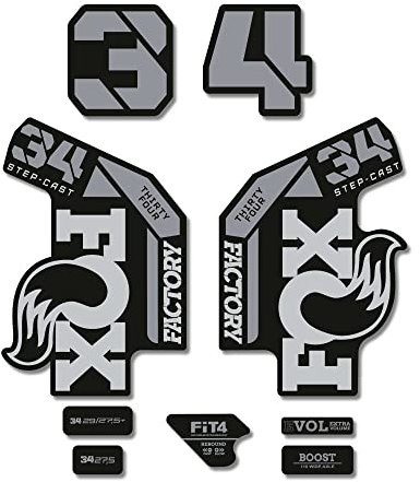 STAR SAM Autocollants compatibles avec fourche vélo Fox 34 Factory Step Cast 2022 Gris 1 cm