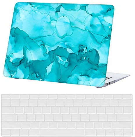 Estuche Dura para Macbook Pro 13 Pulgadas A1278 2012 2011 2010 2009 2008 Versión con CD-ROM, Funda Protettiva Delgada in Plastica & Cubierta de Teclado, Mármol Verde Azulado
