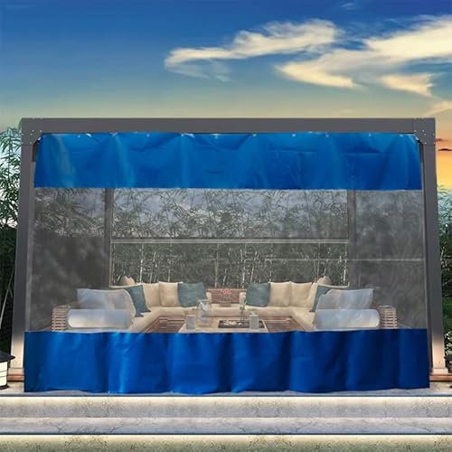 AEREY Transparent Outdoor PVC Curtains, Windproof Side Wall Set, Privacy Screen, Curtains, Patio Perpherals for Pergola, Porch, Gazebo Curtain, Pergola, 1 x 2.2 m, Blue