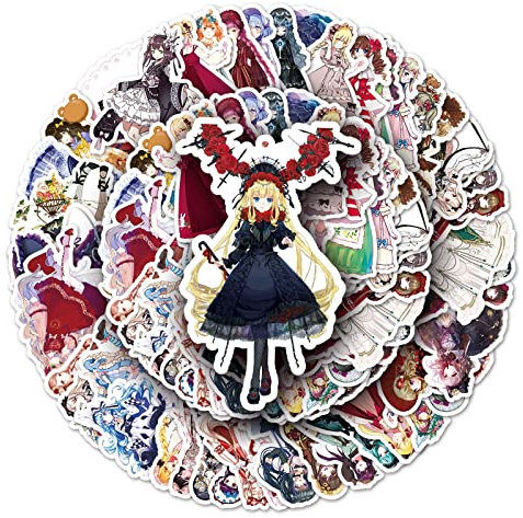 50Pcs Lolita Stickers Laptop Car Scrapbook Phone Skateboard Suitcase Luggage Bike Loretta Anime Stickers Vinyl Waterproof Aesthetic Personalised Stickers for Teens Boys Girls Adults Children